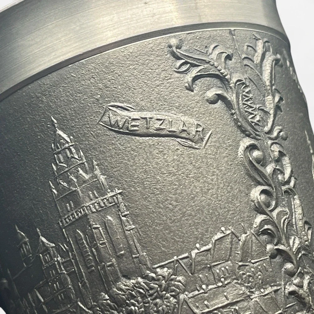 Vintage Rein Zinn RG German Pewter Wine Beer Cup Tumbler Castles Handguss‎